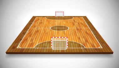 Perspektif vektör Illustration parke Futsal mahkeme veya alan. Vektör Eps 10. Kopya için oda.