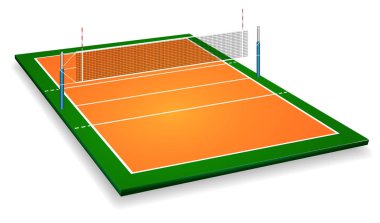 Perspektif vektör çizim vollyball alan mahkeme net. Vektör Eps 10. Kopya için oda.