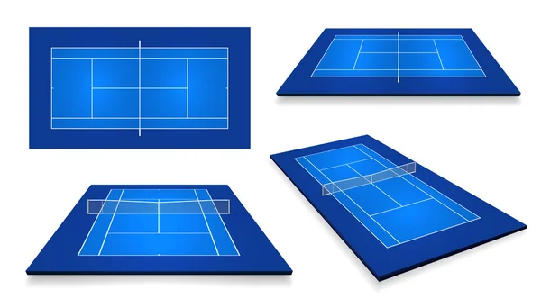 Quadra Ténis Visão Superior Perspectiva Diferente Vetor Eps10 —  Vetores de Stock