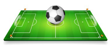 Futbol sahası, futbol sahası ile futbol topu ayarlayın. Perspektif vektör çizim. EPS 10.