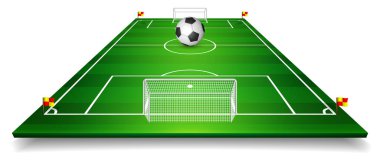 Futbol sahası, futbol sahası ile futbol topu ayarlayın. Perspektif vektör çizim. EPS 10.