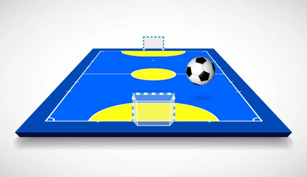 Campo Cancha Futsal Con Bola Vista Vista Vector Ilustración — Vector de stock