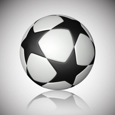 Futbol topu, futbol topu ile gri arka plan yansıması. Vektör çizim.