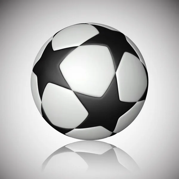 Football Ball Soccer Ball Reflection Gray Background Vector Illustration — Stock Vector