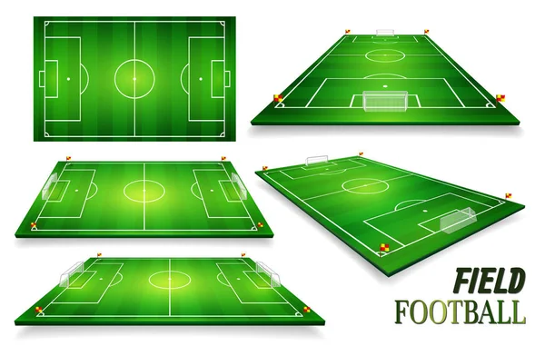 Campo Fútbol Campo Fútbol Ilustración Vectorial Perspectiva Eps Espacio Para — Vector de stock