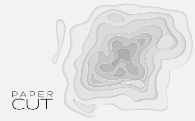 Kağıt Sanat karikatür soyut dalgalar, delik. Kağıt arka plan bölmek. Afiş, davetiye, poster ya da web sitesi tasarımı için modern origami tasarım şablonu. Vektör çizim.