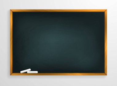 İllüstrasyon vektör yazı tahtası arka plan ve ahşap çerçeve, kirli kara tahta ovuşturdu.