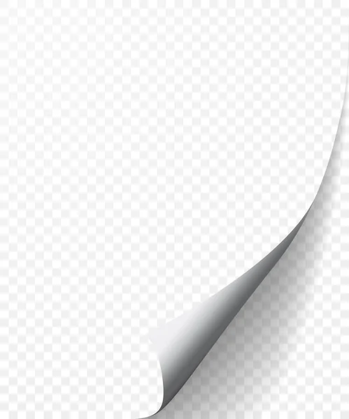 Белый Угол Скручивания Страницы Чистом Листе Бумаги Поверните Бумажную Наклейку — стоковый вектор