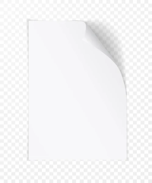 Векторная Белая Реалистичная Бумажная Страница Свернутым Углом Бумажный Лист Сложенный — стоковый вектор