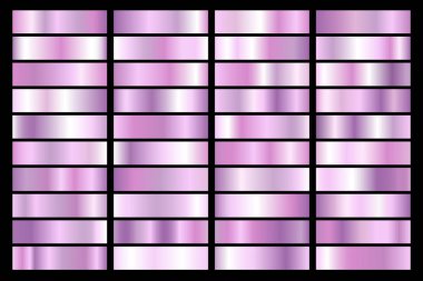 Ultraviyole degrade topluluğu. Mor etkisi ile parlak plakalar. Vektör çizim.