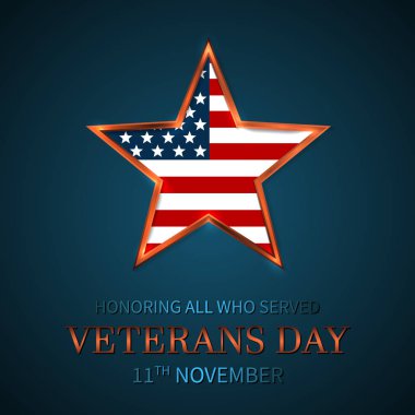 Gaziler günü ABD ulusal bayrak yıldız ile Amerikan bayrağı renkler. Tüm görev yapan onurlandıran. Vektör çizim.