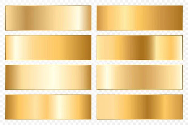 Collection Backgrounds Metallic Gradient Brilliant Plates Gold Effect Vector Illustration — Stock Vector