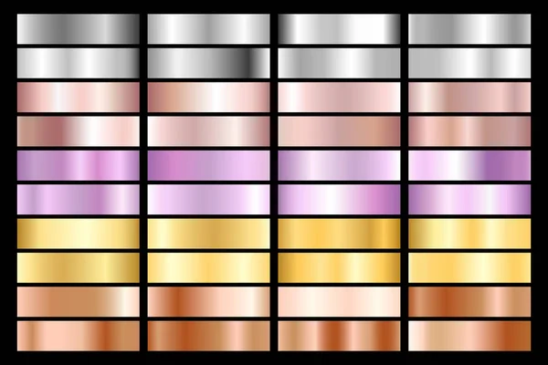 クロム ローズゴールドのコレクションです 青銅金属 紫外線のグラデーション ベクトル図 — ストックベクタ