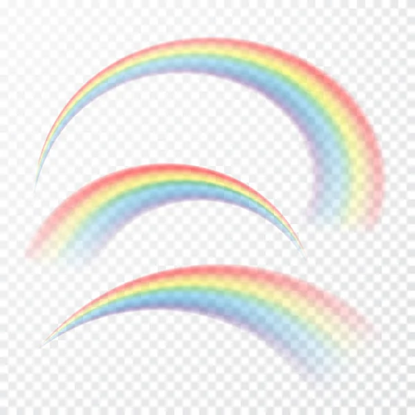 Arco Íris Transparente Ilustração Vetorial Raibow Realista Fundo Transparente — Vetor de Stock