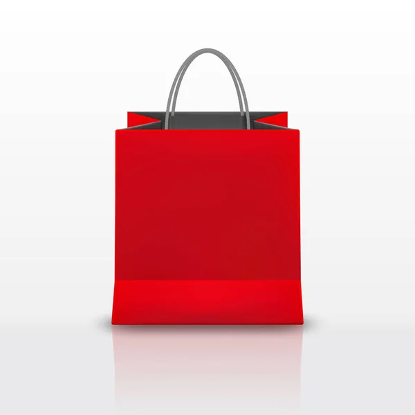 Realistische Rote Einkaufstasche Aus Papier Mit Isolierten Henkeln Auf Weißem — Stockvektor