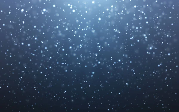 圣诞节的雪雪花飘落在蓝色的背景上 下雪了矢量说明 — 图库矢量图片
