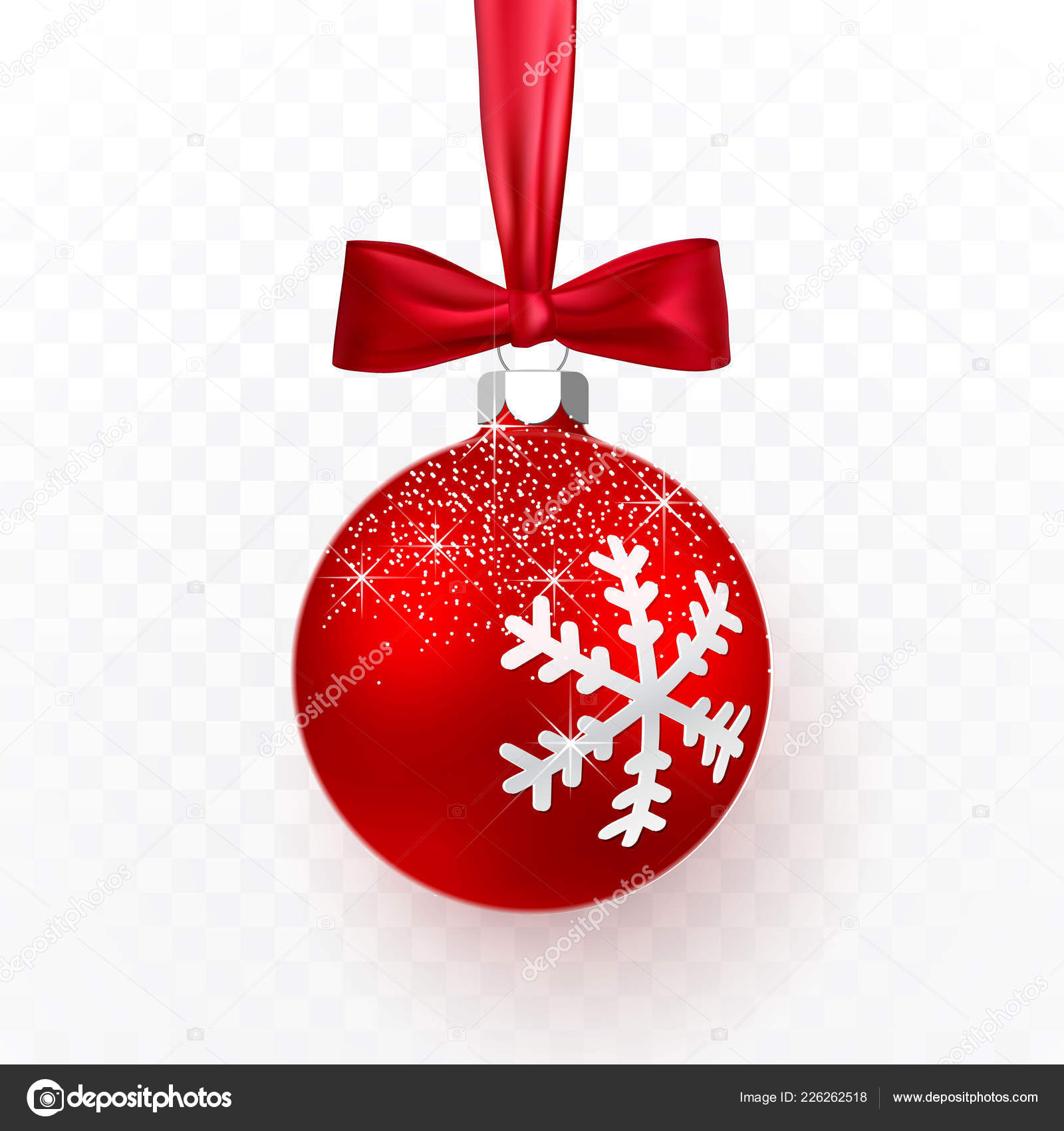 Red Christmas Ball Red Bow Xmas Glass Ball Transparent
