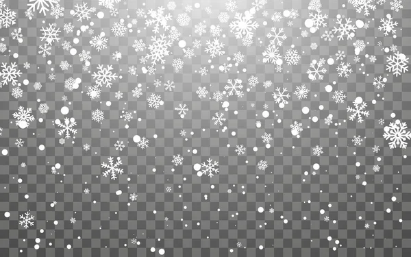 圣诞雪 在黑暗的背景下飘落的雪花 雪花透明装饰效果 圣诞雪花图案 神奇的白色降雪纹理 冬季雪灾背景图 — 图库矢量图片