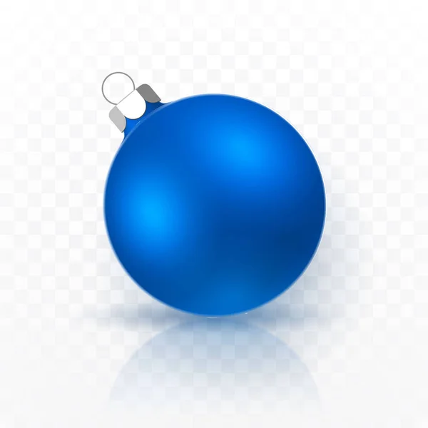 Blaue Weihnachtskugel Weihnachtsglaskugel Auf Transparentem Hintergrund Feiertagsdekoration Vorlage Vektorillustration — Stockvektor
