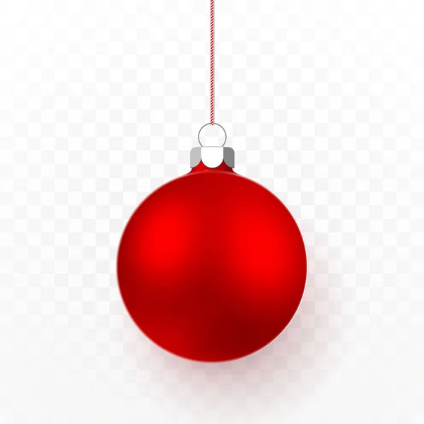 Boule Noël Rouge Boule Verre Noël Sur Fond Transparent Modèle — Image vectorielle