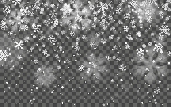 Neige Noël Flocons Neige Tombant Sur Fond Sombre Effet Décoratif — Image vectorielle