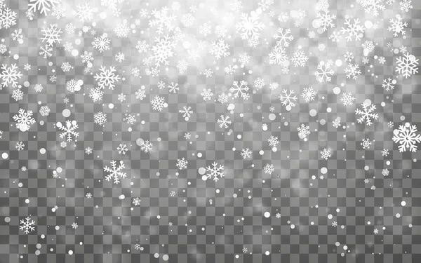 Neve Natale Fiocchi Neve Cadenti Sfondo Scuro Fiocco Neve Effetto — Vettoriale Stock