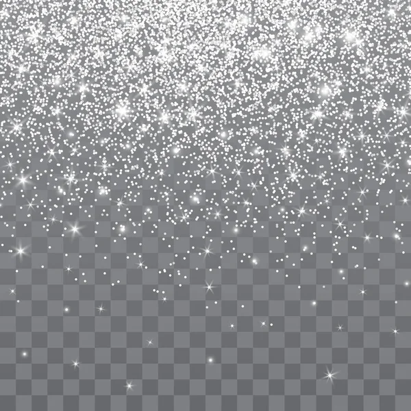 Silver Glitter Sparkle Transparent Background Vibrant Background Twinkle Lights Vector — Stock Vector