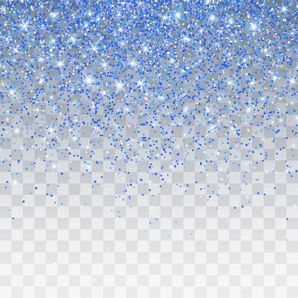 Blauwe Glitter Schitteren Een Transparante Achtergrond Levendige Achtergrond Met Twinkle — Stockvector