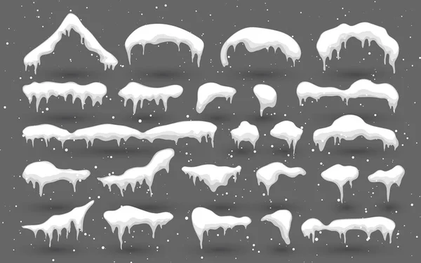 Снег Ледяная Шапка Тенью Снежные Элементы Зимнем Фоне Снег Снежинки — стоковый вектор