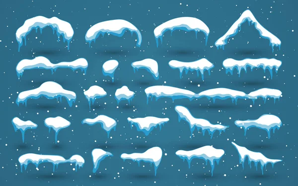 Sneeuw Ijskap Met Schaduw Sneeuwachtige Elementen Winterachtergrond Sneeuwval Sneeuwvlokken Kerstmis — Stockvector