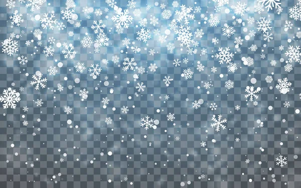 Χριστουγεννιάτικο Χιόνι Πτώση Νιφάδων Χιονιού Σκούρο Φόντο Χιονίζει Εικονογράφηση Διανύσματος — Διανυσματικό Αρχείο