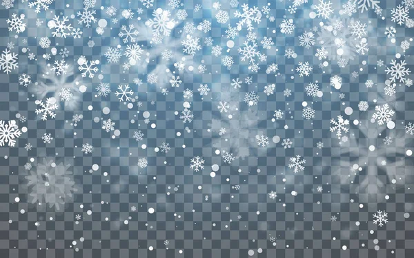 Nieve Navidad Copos Nieve Cayendo Sobre Fondo Oscuro Nevadas Ilustración — Vector de stock