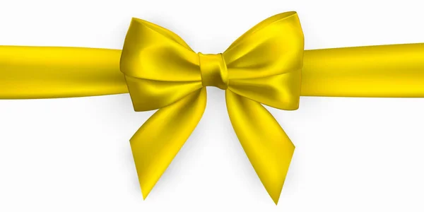 現実的な黄金 黄色の弓 装飾贈り物 休日の要素です ベクトル図 — ストックベクタ