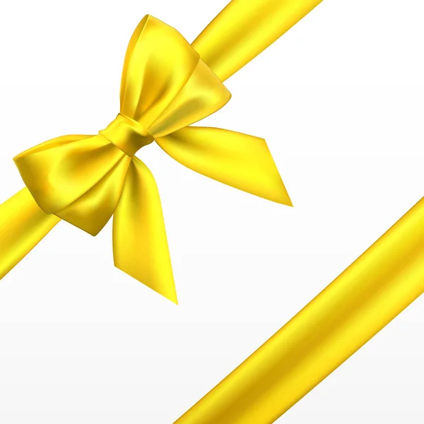 Настоящий Золотой Желтый Лук Элемент Украшения Подарки Поздравления Праздники Векторная — стоковый вектор