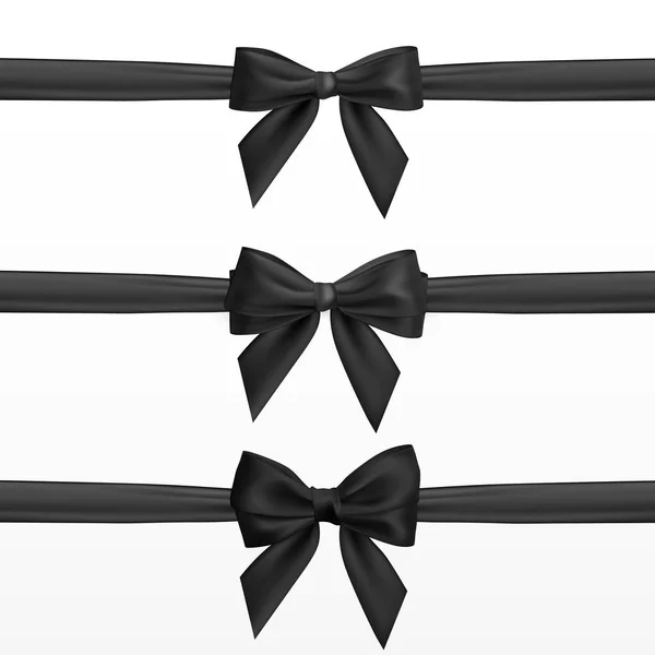 逼真的黑色弓 元素装饰礼品 向量例证 — 图库矢量图片