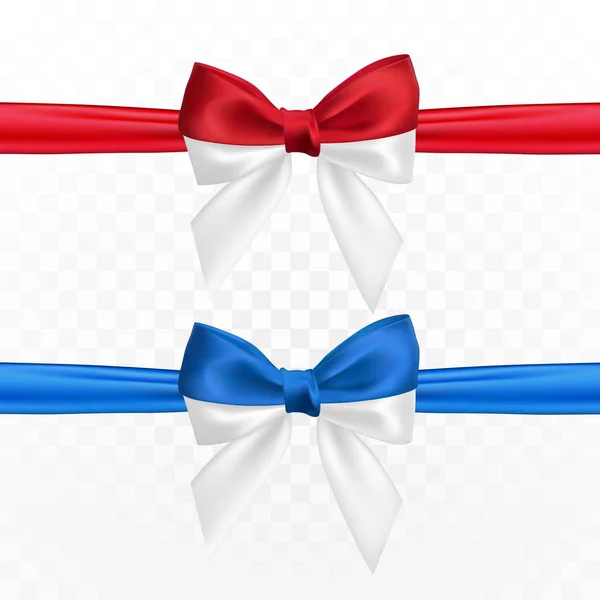 Realistik Merah Putih Dan Biru Putih Busur Elemen Untuk Hadiah - Stok Vektor