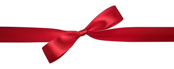 リアルな赤弓水平の赤いリボンを白で隔離 装飾贈り物 休日の要素です ベクトル図 — ストックベクタ