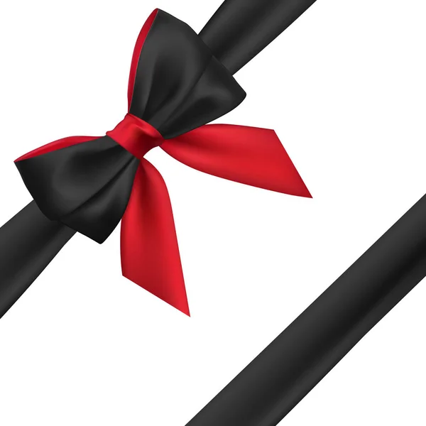 Realista Arco Rojo Negro Elemento Para Regalos Decoración Saludos Vacaciones — Vector de stock