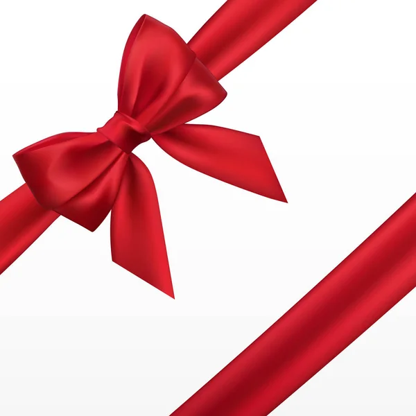 Arc Rouge Réaliste Élément Pour Les Cadeaux Décoration Salutations Vacances — Image vectorielle