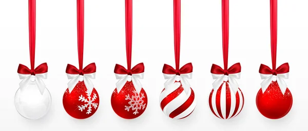 Átlátszó Karácsonyi Piros Labdát Hatása Piros Orr Set Karácsonyi Üveg — Stock Vector