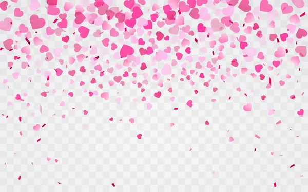 ランダム転倒ピンク パターンはハーツの紙吹雪 お祝いバナー グリーティング カード ポストカード 結婚式招待状 バレンタインデー用の設計要素を国境 日付カードを保存します ベクトル図 — ストックベクタ