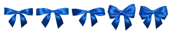 Ensemble Arcs Bleus Réalistes Élément Pour Les Cadeaux Décoration Salutations — Image vectorielle