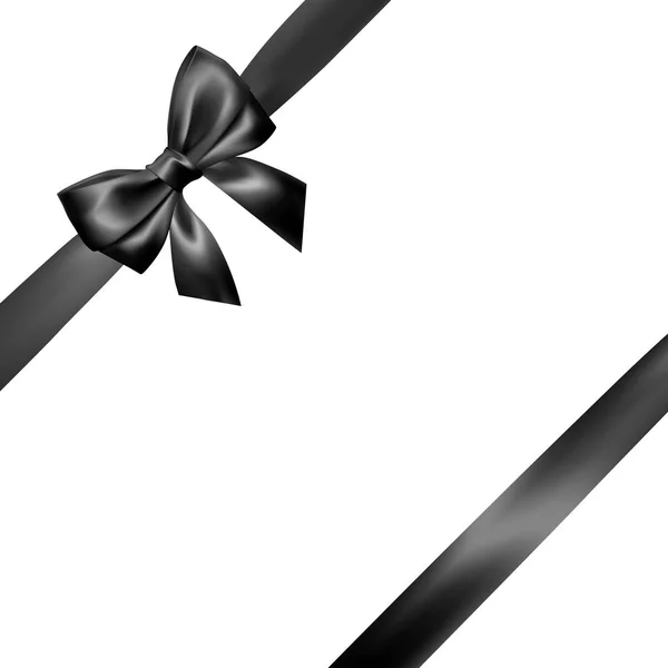 黒リボンと現実的な黒弓をセットします 装飾贈り物 バレンタインデー デザインの要素です ベクトル図 — ストックベクタ