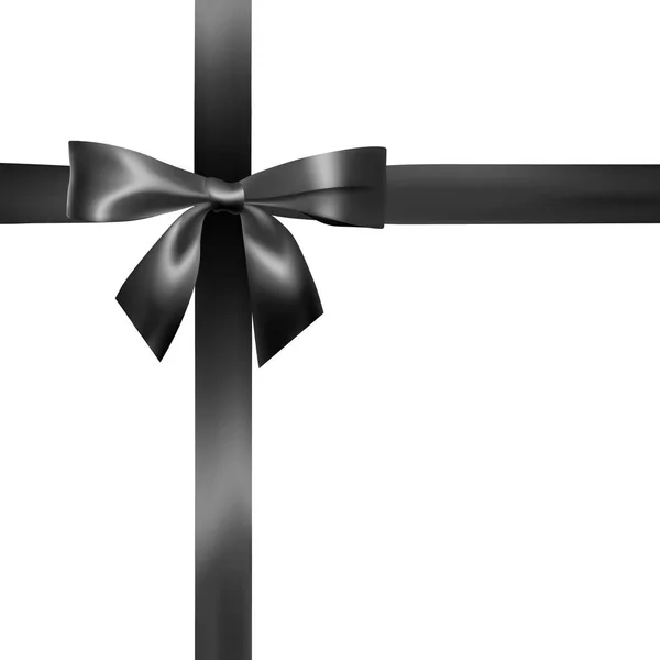 一套带黑色丝带的逼真的黑色蝴蝶结 元素装饰礼品 情人节设计 向量例证 — 图库矢量图片