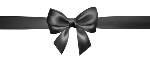 一套带黑色丝带的逼真的黑色蝴蝶结 元素装饰礼品 情人节设计 向量例证 — 图库矢量图片