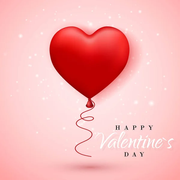 Fröhlicher Valentinstag Roter Luftballon Herzform Mit Schleifenvektorbild — Stockvektor