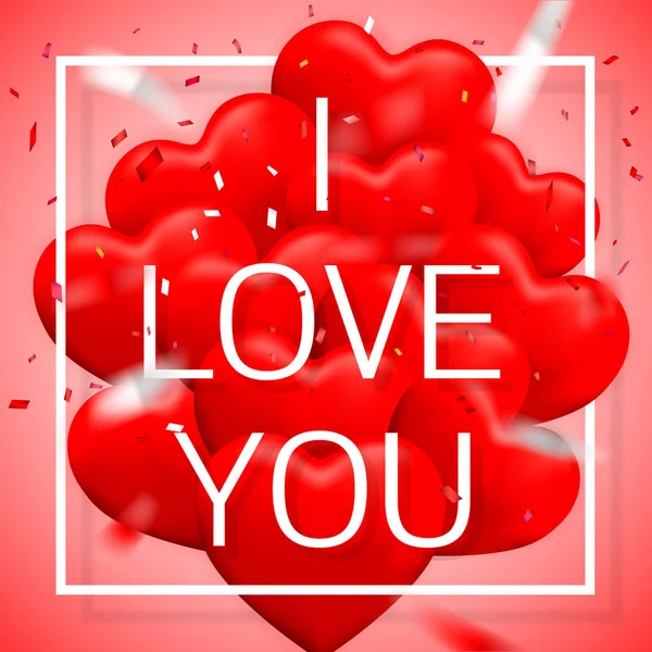 Amo Feliz Día San Valentín Globo Rojo Forma Corazón Con — Vector de stock