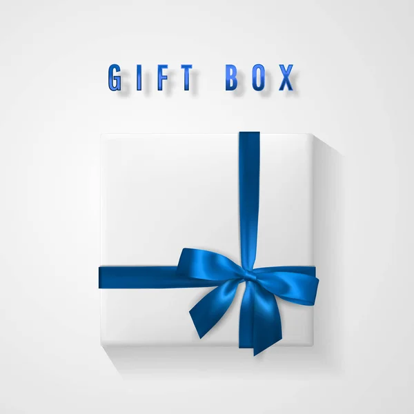 Set Weißer Geschenkkarton Mit Blauer Schleife Und Schleife Von Oben — Stockvektor