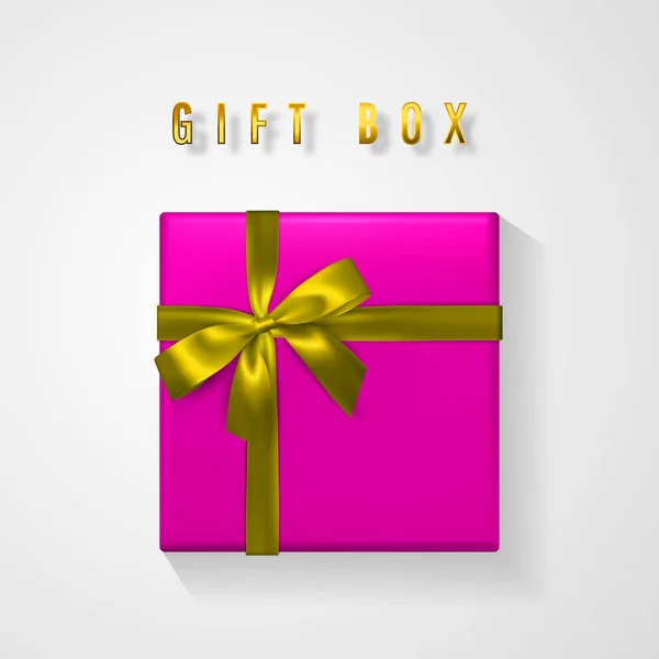 Rosa Geschenkbox Mit Goldener Schleife Und Schleife Von Oben Element — Stockvektor