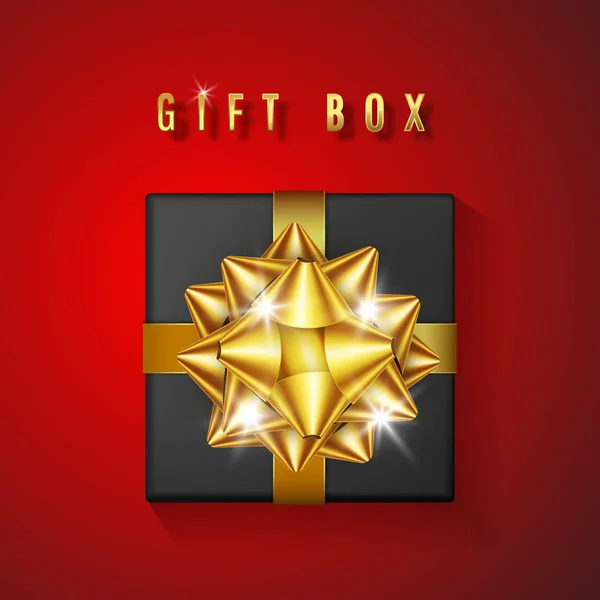 Realistische Schwarze Geschenkbox Mit Goldener Schleife Und Schleife Element Für — Stockvektor